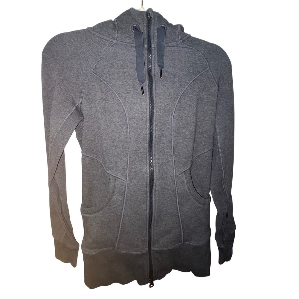 Athleta Gray FullZip HoodieSweatshirt Women's XS  Fleece LinedPerformance Jacket